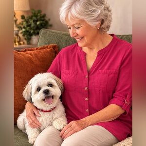 JM Collection Women’s Size 14 Magenta Button Front Blouse | Gold Buttons